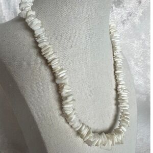 White Shell Choker Necklace 16.5" Puka Style Beachy Coastal Summer Boho Nature